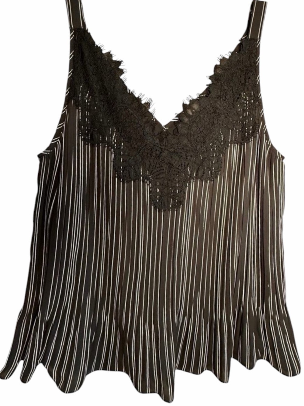 Chico's Convertible Striped Tank Black Lace Pleated Peplum Women’s Sz 0 (4-6 US)
